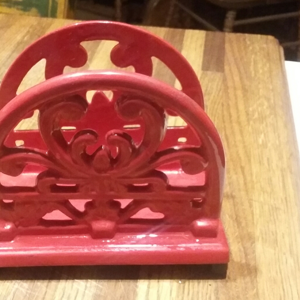 Red napkin holder